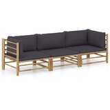 The Living Store Vrtna sedežna garnitura z blazinami 3-delna temno siva bambus - Vrtna Počivalna Garnitura, (21467095) | Shoptok.si