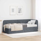 vidaXL Kotna postelja z vzmetnico Temno siva 80 x 200 cm Žamet | Shoptok.si