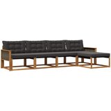 vidaXL Zunanja garnitura za sedenje z blazino 5 pcs Naravna in črna, (5000272378) | Shoptok.si