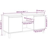 TV ormarić s drvenim nogama boja sivog hrasta 103,5x35x50 cm | shoptok.hr