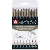  Set tehničkih olovaka Sakura Pigma Micron sive nijanse 8 kom Cene
