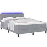vidaXL krevet s oprugom s madracem i LED svjetlosiva 140x190 cm tkanina Cijene