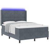 vidaXL Postelja s pomično podlago in vzmetnico ter LED temno siva 140x200 cm žamet | Shoptok.si
