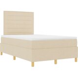  Postelja z vzmetnico z vzglavjem krema 120 x 190 cm blago, (5000128395) Slike