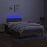  Krevet s oprugama i madracem LED smeđesivi 120x190cm od tkanine | shoptok.hr