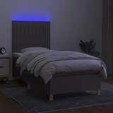  Box spring s madracem LED smeđesivi 90x200 cm tkanina | shoptok.hr