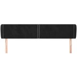  Vzglavje z ušesi črno 203x23x78/88 cm žamet, (20936338) | Shoptok.si