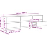 TV ormar S LED lampica s ladicama s pohranom Crna 182 x 34 x 50 cm Konstruirano drvo | shoptok.hr