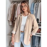 DStreet Marynarka damska one size oversize RESIDAL ciemnobeżowa | shoptok.hr