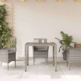  Vrtni stol sa staklenom pločom sivi 90x90x75 cm od poliratana | shoptok.hr