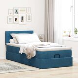vidaXL Otomanski posteljni okvir z vzmetnico moder 80x200 cm žamet | Shoptok.si