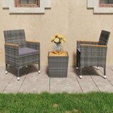 vidaXL 3-dijelni bistro set od poliratana i bagremovog drva sivi | shoptok.hr