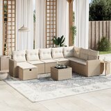 vidaXL 9-dijelni set vrtnih sofa s jastucima bež od poliratana | shoptok.hr