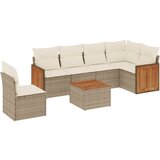 Maison Chic Seti vrtnega pohištva - Vrtna garnitura - Vrtni pohištvo set 7-delna z blazinami bež poli ratan, (21804951) | Shoptok.si