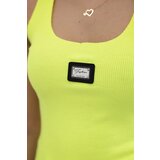 Kesi Striped blouse with a yellow neon metal plate | Shoptok.si