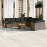 vidaXL 11-dijelni set vrtnih sofa od poliratana s jastucima sivi | shoptok.hr