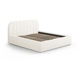 Windsor & Co Sofas Slonokoščena oblazinjena zakonska postelja s prostorom za shranjevanje z letvenim dnom 160x200 cm Juno – | Shoptok.si