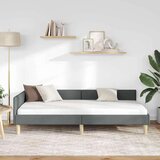 vidaXL Kotna postelja Temno siva 100 x 200 cm Tkanina in oblikovan les | Shoptok.si
