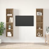 vidaXL Stenski TV kabinet 4 pcs Obrtniški hrast 37 x 37 x 72 cm u