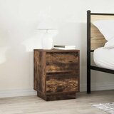  Noćni ormarić s LED svjetlima boja dimljenog hrasta 38x34x50 cm | shoptok.hr