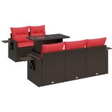  6-dijelni set vrtnih sofa poliratan i bagrem s jastucima smeđi | Eponuda.com