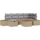  Set od 7 komada vrtnih kauča s jastučićima bež poly rattan | shoptok.hr