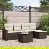 Maison Chic Seti vrtnega pohištva - Vrtna garnitura - Vrtni pohištvo set 6-delna z blazinami rjav poli ratan, (21807057) | Shoptok.si