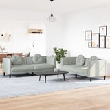  2-dijelni set sofa s jastucima svjetlosivi baršunasti | shoptok.hr