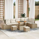 vidaXL set od 9 dijelova gardinskog sofa s jastučićima bež poli ratan akacija, dvosed gardinski sofa s jastučićima bež poli ratan, set od 3 komada za vrt s jastučićima bež poli ratan akacija | shoptok.hr