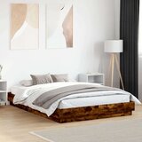  Okvir kreveta s LED svjetlima dimljena boja hrasta 120 x 200 cm | shoptok.hr
