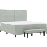Box Spring Krevet s Madracem i Klupom Svijetlo Siva 180x200 cm Baršun | shoptok.hr