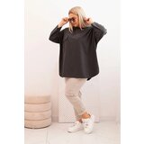 Kesi Włoski Women's Plus Size blouse with cotton, pocket, and rolled-up sleeve graphite | shoptok.hr