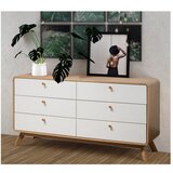 Støraa Bijela/u prirodnoj boji niska komoda u dekoru hrasta 150x74 cm Caitlin – | shoptok.hr