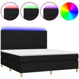 vidaXL Krevet box spring s madracem LED crni 180x200 cm od tkanine | shoptok.hr