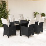 vidaXL 7-dijelni vrtni blagovaonski set s jastucima crni od poliratana | shoptok.hr