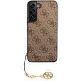 Guess GUHCS22SGF4GBR silikonski ovitek za Samsung Galaxy S22 5G - rjav z obeskom Cene