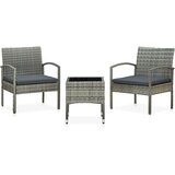  3-dijelni bistro set od poliratana s jastucima sivi | Eponuda.com