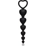 SuperLove Beaded Butt Plug with Easy Pull Ring Silicone Black Cene