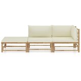 The Living Store Vrtna počivalna garnitura 3-delna kremno bele blazine bambus - Vrtna Počivalna Garnitura, (21422110) | Shoptok.si