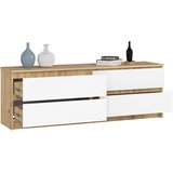 AKORD Komoda, 4 Predali, Hrast Artisan/Bela, (5000332402) | Shoptok.si