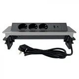 uticnica 3-struka, USB A+C L=2 m, nikl