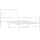  Metalni okvir kreveta uzglavlje i podnožje bijeli 100x200 cm | shoptok.hr