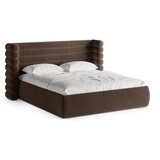 Micadoni Rjava oblazinjena zakonska postelja s prostorom za shranjevanje z letvenim dnom 180x200 cm Mount – | Shoptok.si