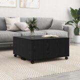 vidaXL Klubska miza Črni hrast 75 x 75 x 38 cm Konstruiran les | Shoptok.si