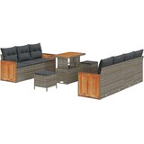 Set vrtne sofe od 10 dijelova s jastučićima sivi poli ratan akacija set vrtne blagovaonice od 3 dijela s jastučićima sivi poli  Set vrtne sofe od 10 dijelova s jastučićima sivi poli ratan akacija set vrtne blagovaonice od 3 dijela s jastučićima sivi poli Slike