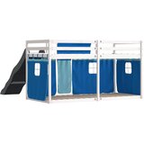  Krevet na kat s toboganom i zavjesama plavi 90 x 190 cm | shoptok.hr