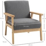  Fotelja u skandinavskom stilu ukrasna stolica puno drvo izgled lana 64 cm x 70 cm x 72 cm siva + prirodna | shoptok.hr