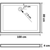 vidaXL Tuš kad s pikami bela 80x100x4 cm ABS | Shoptok.si