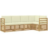  Sekcijska garnitura 5 pcs Bijela i krem Čvrsto drvo akacije | shoptok.hr