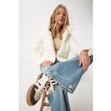 Happiness İstanbul Women's Bone Fur Hooded Oversize Coat | ePonuda.com